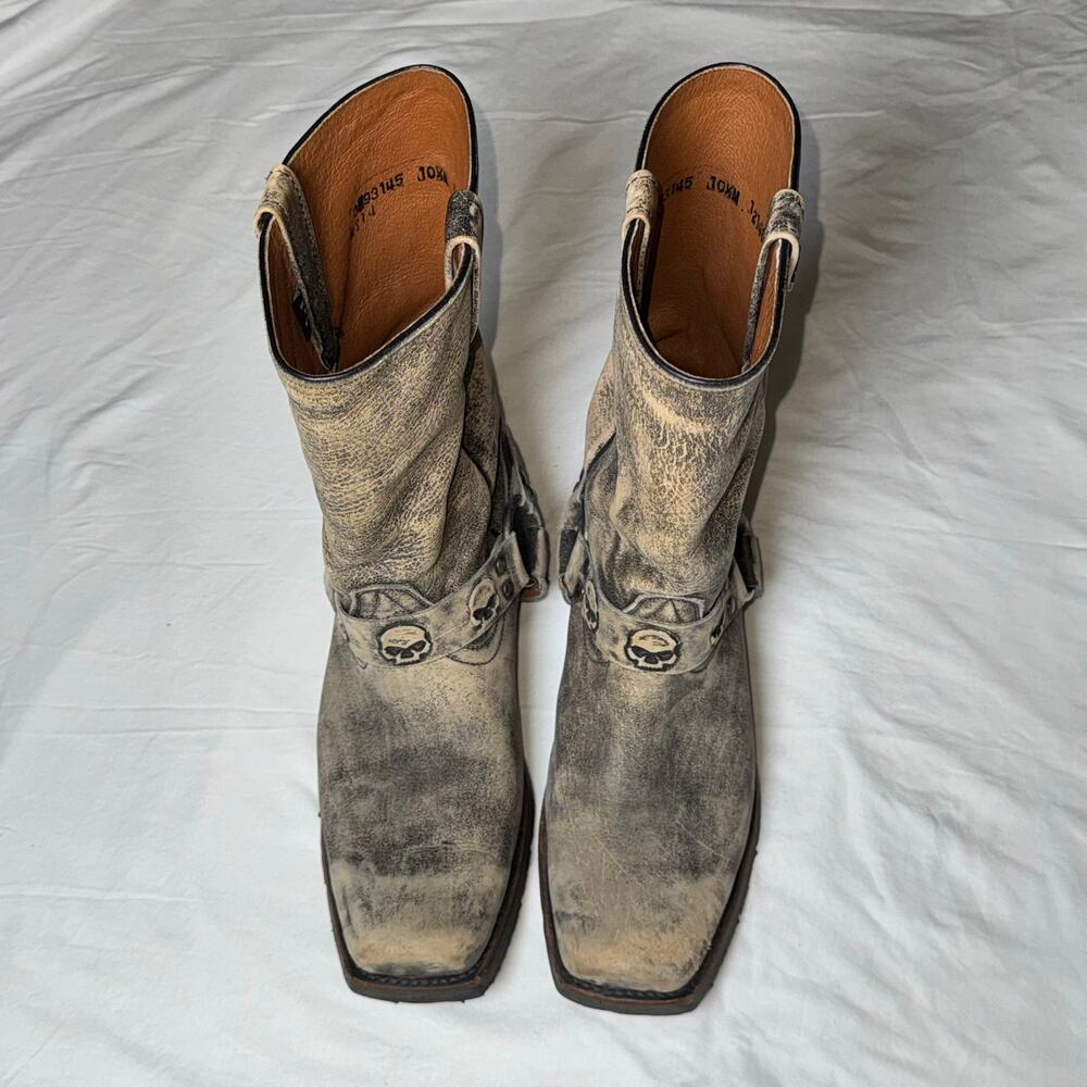 Harley-Davidson Men's Rory Harness Motorcycle Boots in a distressed slate 10.5